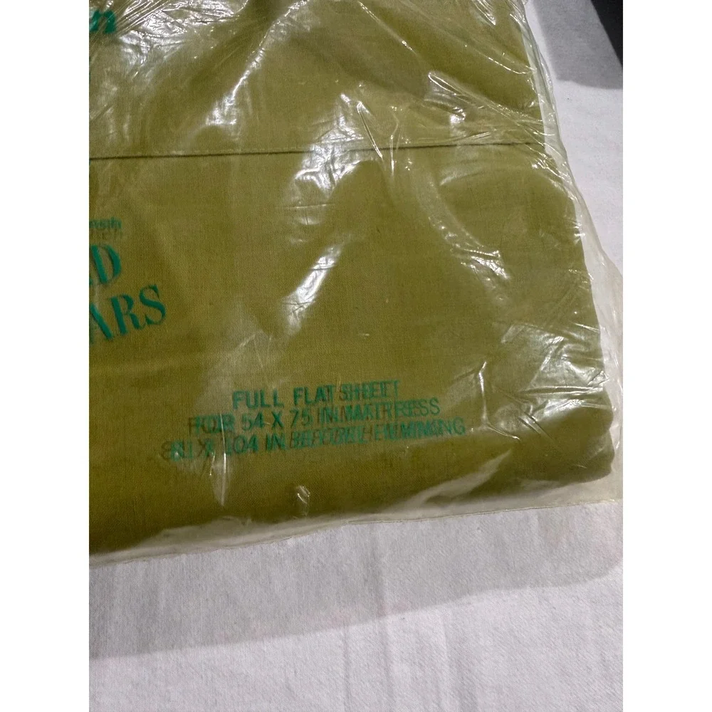 Vintage WestPoint Pepperell Full Flat Sheet‎ Avocado Green Muslin No-Iron USA